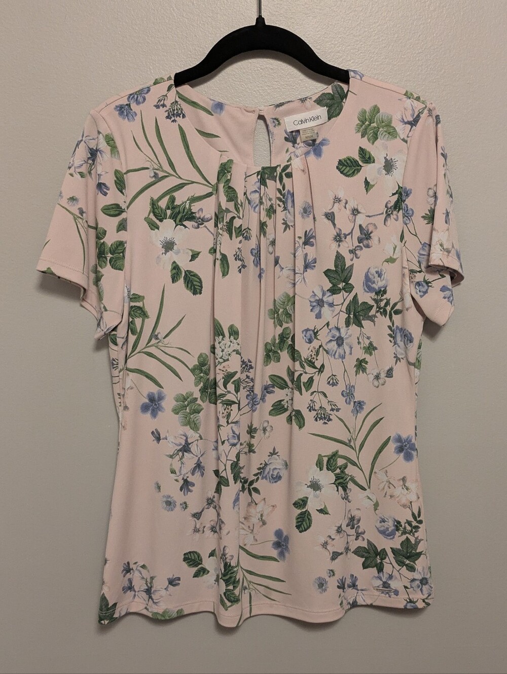 Calvin Klein Suit Separates Pink Floral Short Sleeve Top
